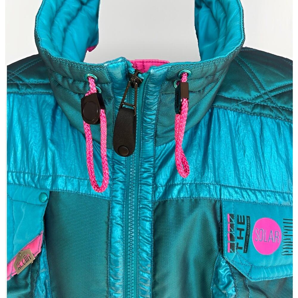 Kaelin Solar Power Ski Jacket Women Sz 10 Metallic Blue Pink Retro Apres Vtg 80s - Picture 9 of 16